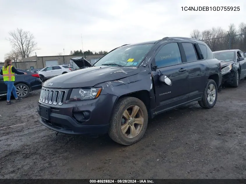 2016 Jeep Compass Latitude VIN: 1C4NJDEB1GD755925 Lot: 40216524