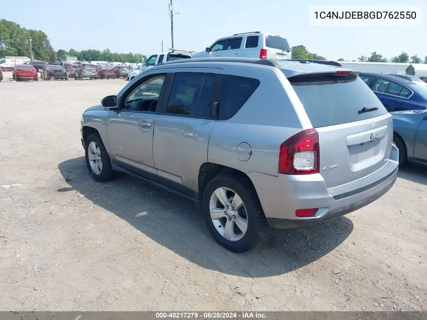 2016 Jeep Compass Latitude VIN: 1C4NJDEB8GD762550 Lot: 40217279