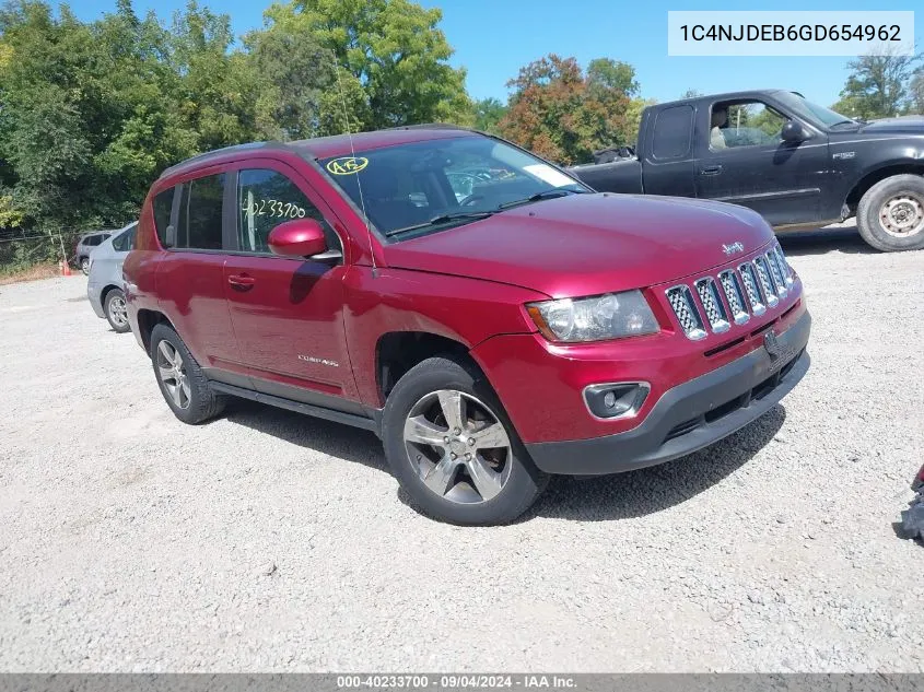 2016 Jeep Compass High Altitude Edition VIN: 1C4NJDEB6GD654962 Lot: 40233700