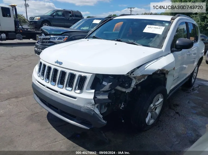 2016 Jeep Compass Sport VIN: 1C4NJCBA3GD743720 Lot: 40270843