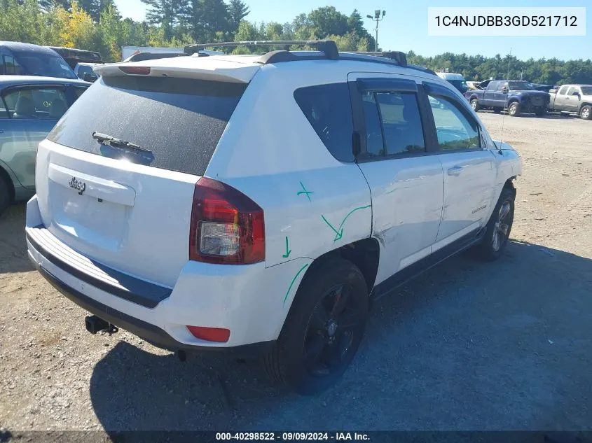 2016 Jeep Compass Sport VIN: 1C4NJDBB3GD521712 Lot: 40298522