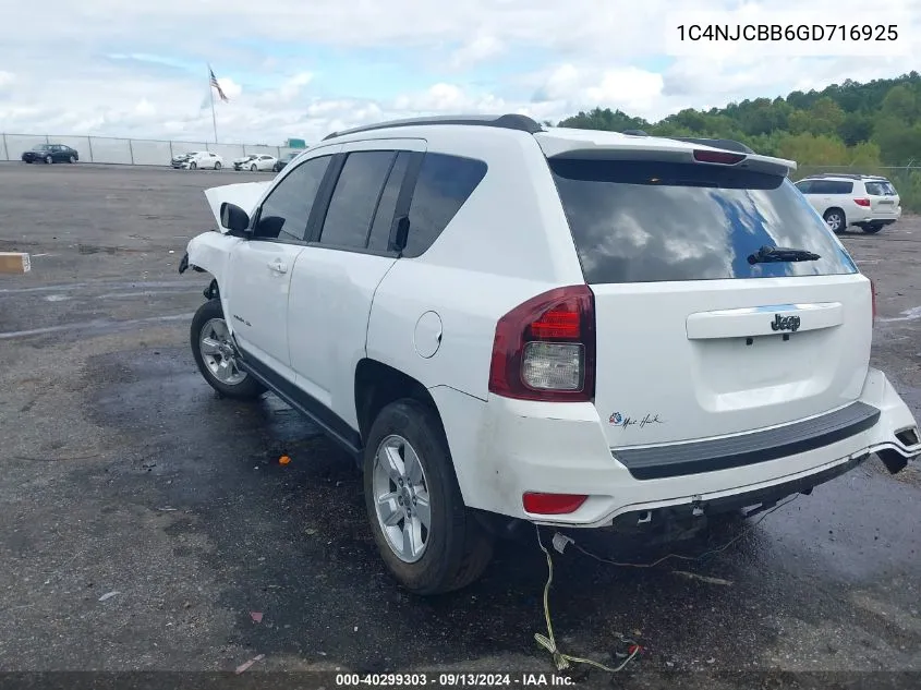 2016 Jeep Compass Sport VIN: 1C4NJCBB6GD716925 Lot: 40299303