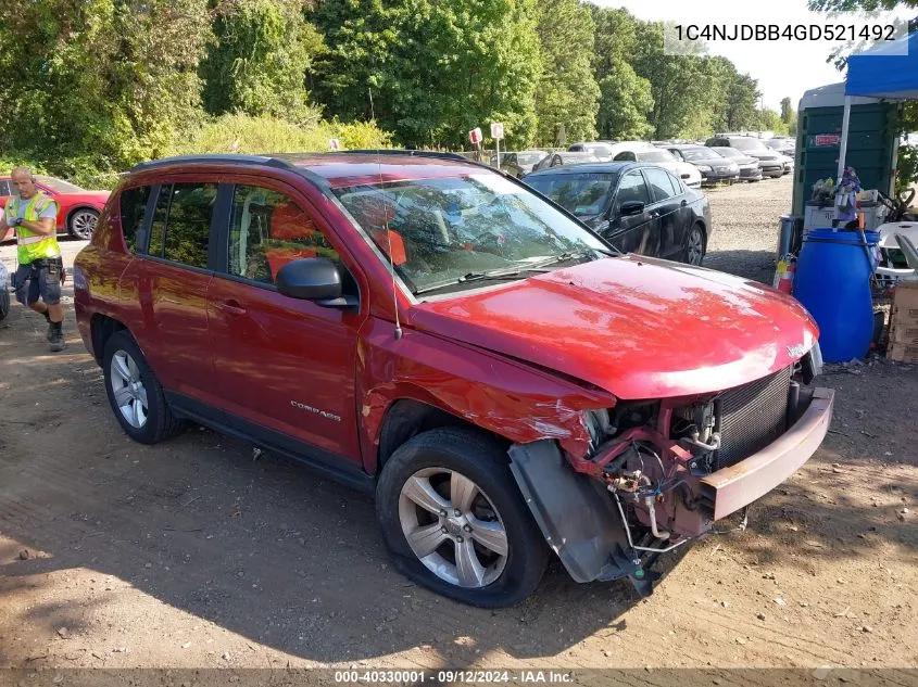 2016 Jeep Compass Sport VIN: 1C4NJDBB4GD521492 Lot: 40330001