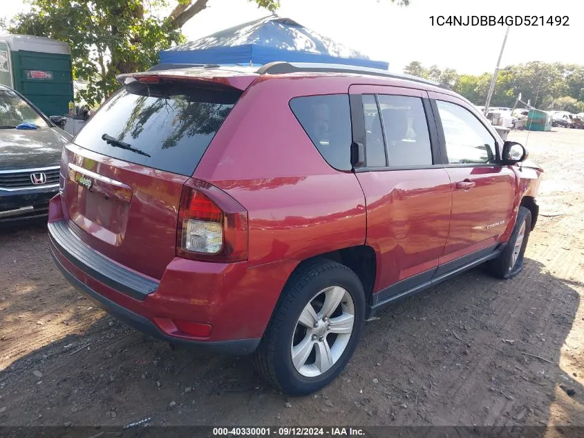 2016 Jeep Compass Sport VIN: 1C4NJDBB4GD521492 Lot: 40330001