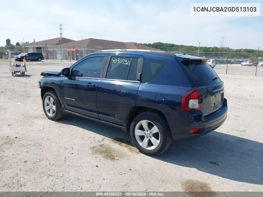 2016 Jeep Compass Sport VIN: 1C4NJCBA2GD513103 Lot: 40355321