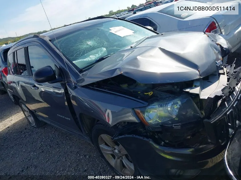 2016 Jeep Compass Sport VIN: 1C4NJDBB0GD511414 Lot: 40390327