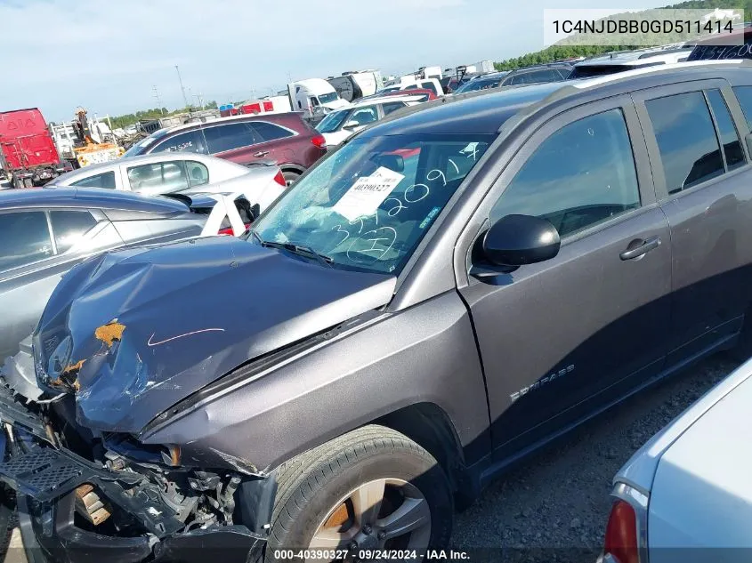 2016 Jeep Compass Sport VIN: 1C4NJDBB0GD511414 Lot: 40390327