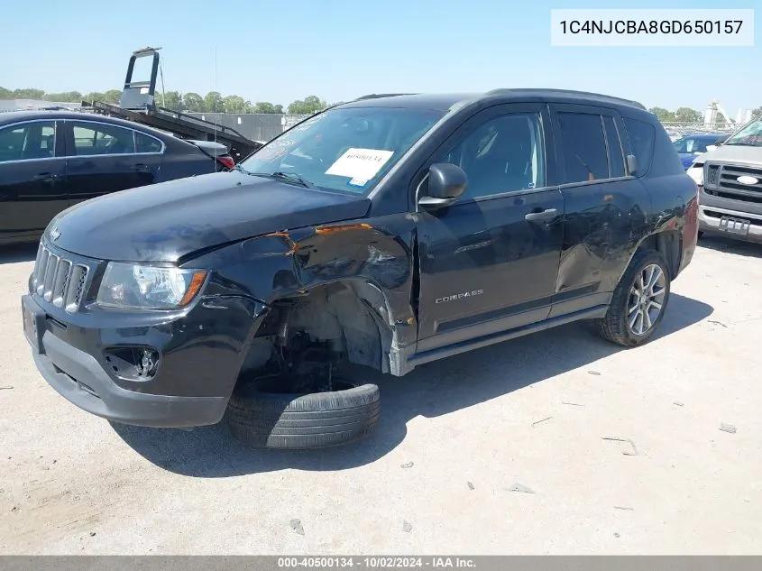 2016 Jeep Compass Sport Se VIN: 1C4NJCBA8GD650157 Lot: 40500134