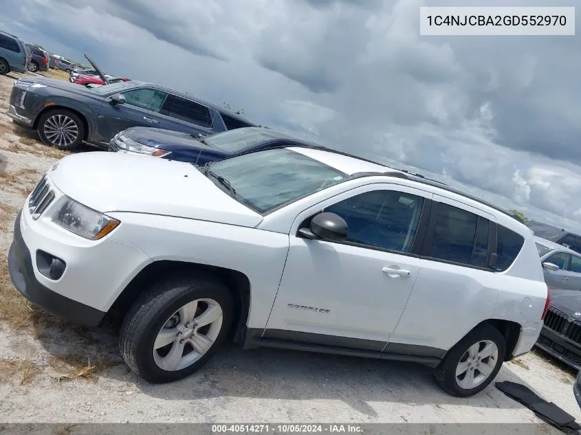 2016 Jeep Compass Sport VIN: 1C4NJCBA2GD552970 Lot: 40514271