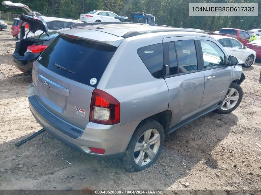 2016 Jeep Compass Latitude VIN: 1C4NJDEB8GD617332 Lot: 40520308