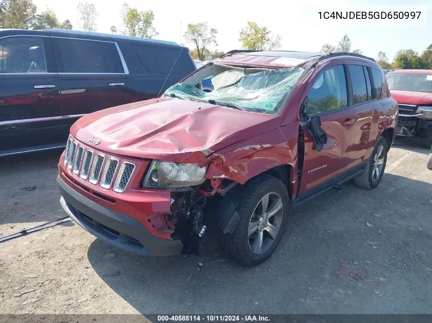 2016 Jeep Compass High Altitude Edition VIN: 1C4NJDEB5GD650997 Lot: 40585114