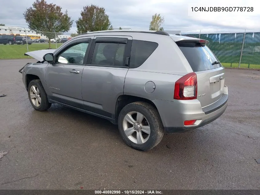 2016 Jeep Compass Sport VIN: 1C4NJDBB9GD778728 Lot: 40592998