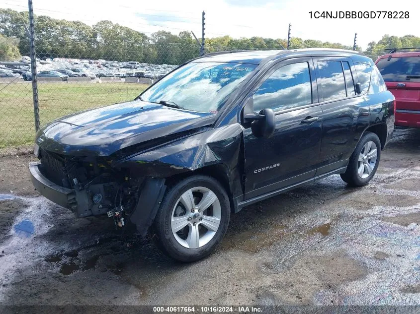 2016 Jeep Compass Sport VIN: 1C4NJDBB0GD778228 Lot: 40617664