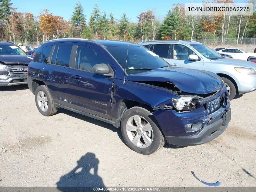 2016 Jeep Compass Sport VIN: 1C4NJDBBXGD662275 Lot: 40648240