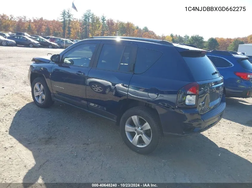 2016 Jeep Compass Sport VIN: 1C4NJDBBXGD662275 Lot: 40648240