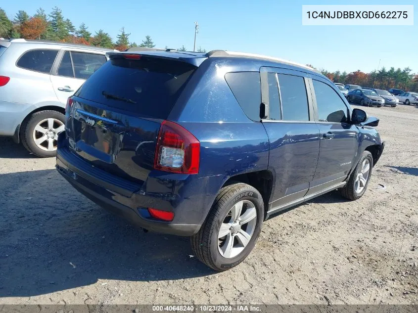 2016 Jeep Compass Sport VIN: 1C4NJDBBXGD662275 Lot: 40648240