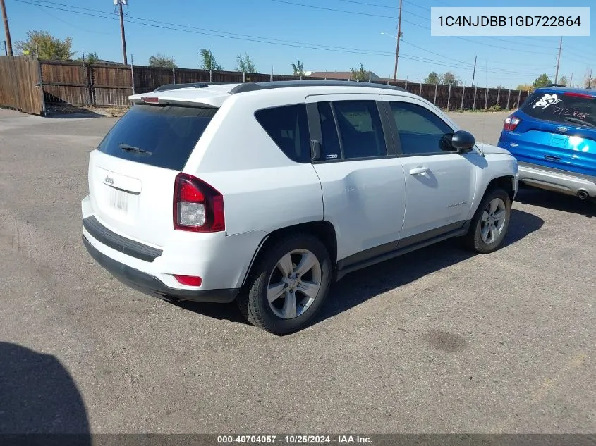 2016 Jeep Compass Sport VIN: 1C4NJDBB1GD722864 Lot: 40704057