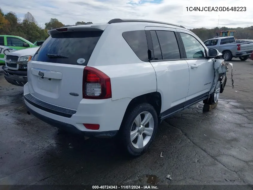 2016 Jeep Compass Latitude VIN: 1C4NJCEA2GD648223 Lot: 40724343