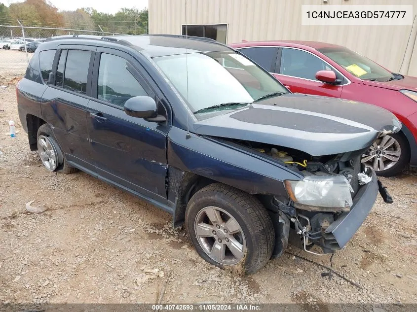 2016 Jeep Compass Latitude VIN: 1C4NJCEA3GD574777 Lot: 40742593