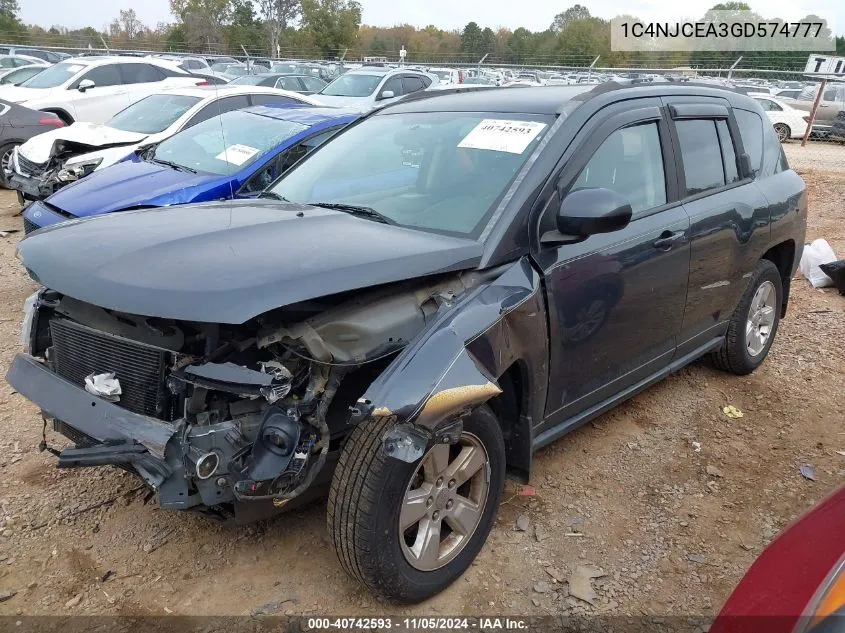 2016 Jeep Compass Latitude VIN: 1C4NJCEA3GD574777 Lot: 40742593