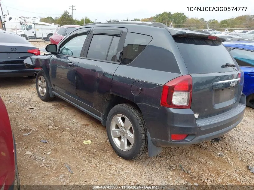 2016 Jeep Compass Latitude VIN: 1C4NJCEA3GD574777 Lot: 40742593