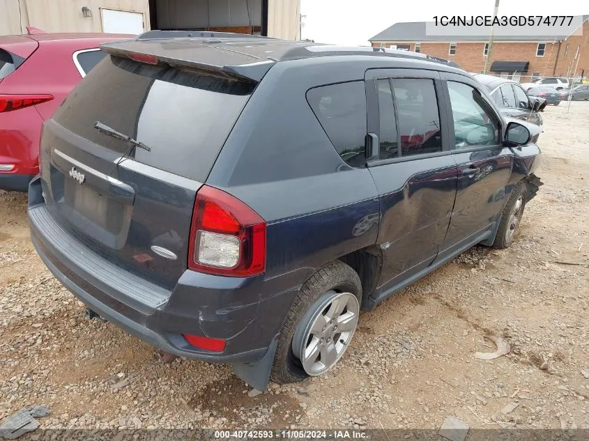 2016 Jeep Compass Latitude VIN: 1C4NJCEA3GD574777 Lot: 40742593