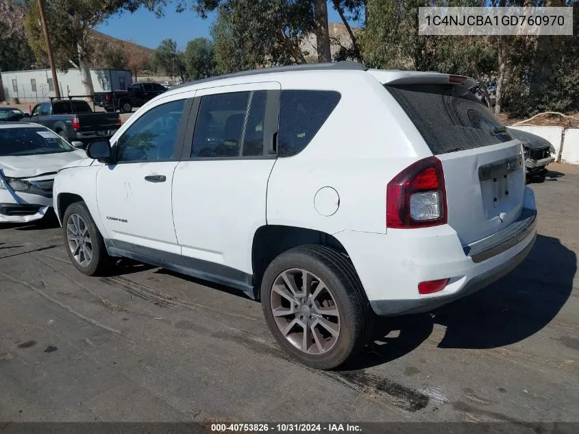 2016 Jeep Compass Sport Se VIN: 1C4NJCBA1GD760970 Lot: 40753826