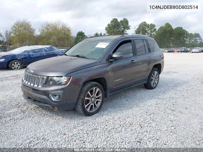 2016 Jeep Compass High Altitude Edition VIN: 1C4NJDEB8GD802514 Lot: 40759181