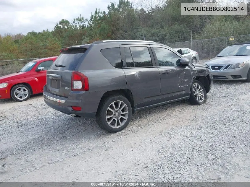 2016 Jeep Compass High Altitude Edition VIN: 1C4NJDEB8GD802514 Lot: 40759181