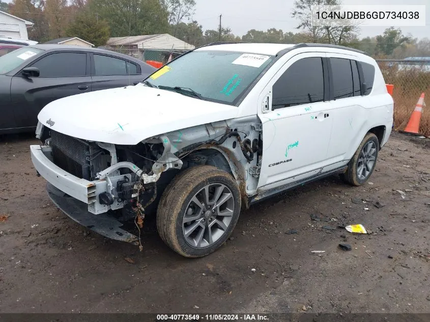 2016 Jeep Compass Sport Se VIN: 1C4NJDBB6GD734038 Lot: 40773549