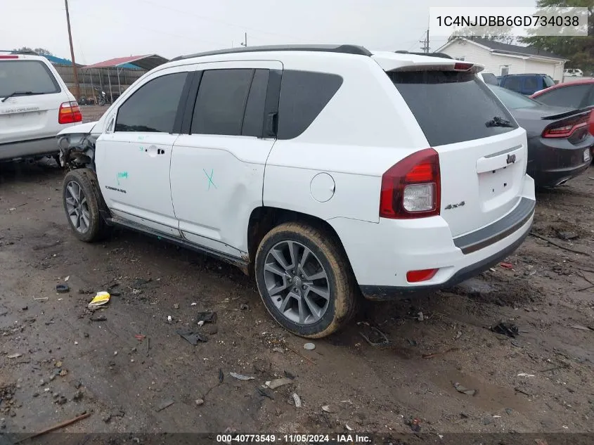 2016 Jeep Compass Sport Se VIN: 1C4NJDBB6GD734038 Lot: 40773549