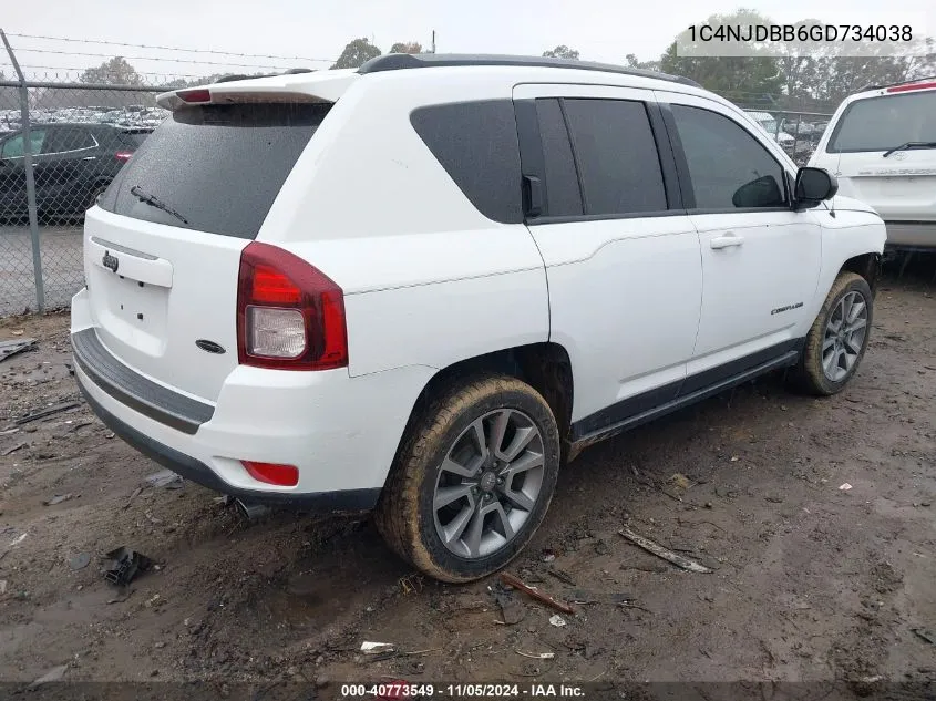 2016 Jeep Compass Sport Se VIN: 1C4NJDBB6GD734038 Lot: 40773549