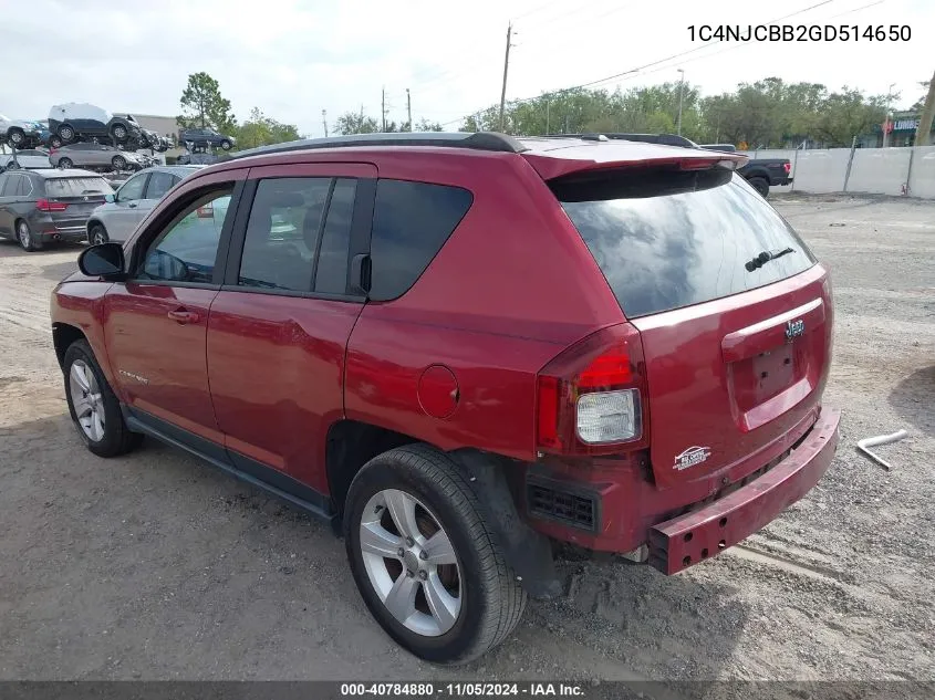 2016 Jeep Compass Sport VIN: 1C4NJCBB2GD514650 Lot: 40784880