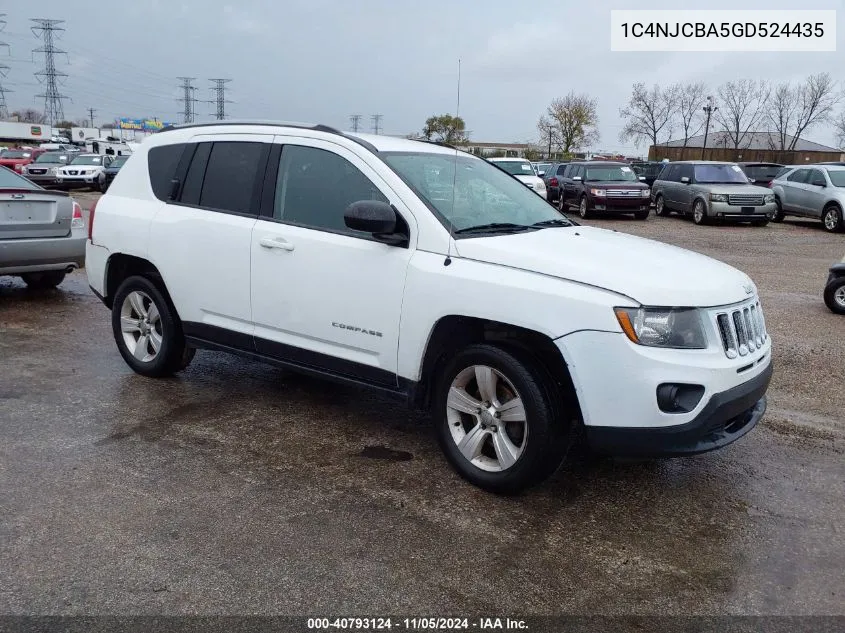 2016 Jeep Compass Sport VIN: 1C4NJCBA5GD524435 Lot: 40793124