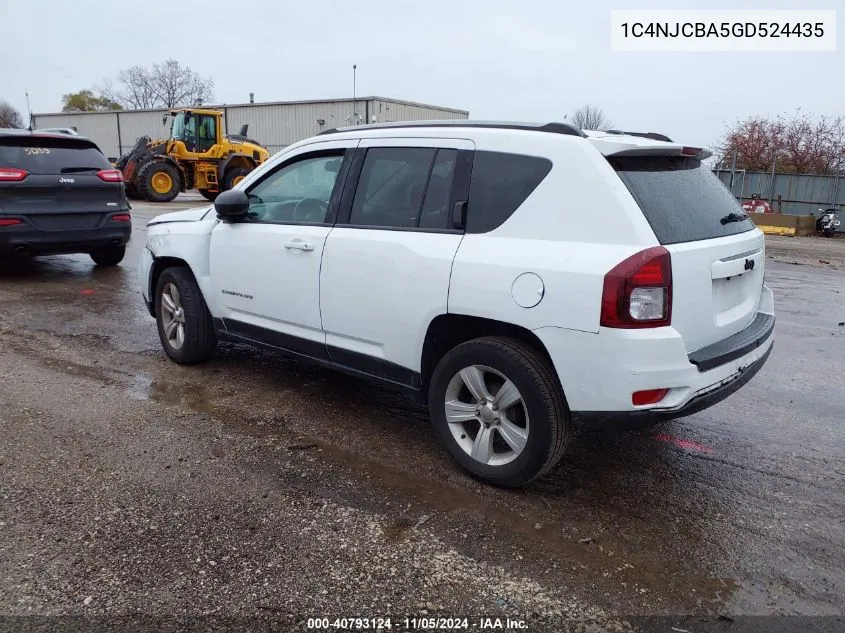 2016 Jeep Compass Sport VIN: 1C4NJCBA5GD524435 Lot: 40793124