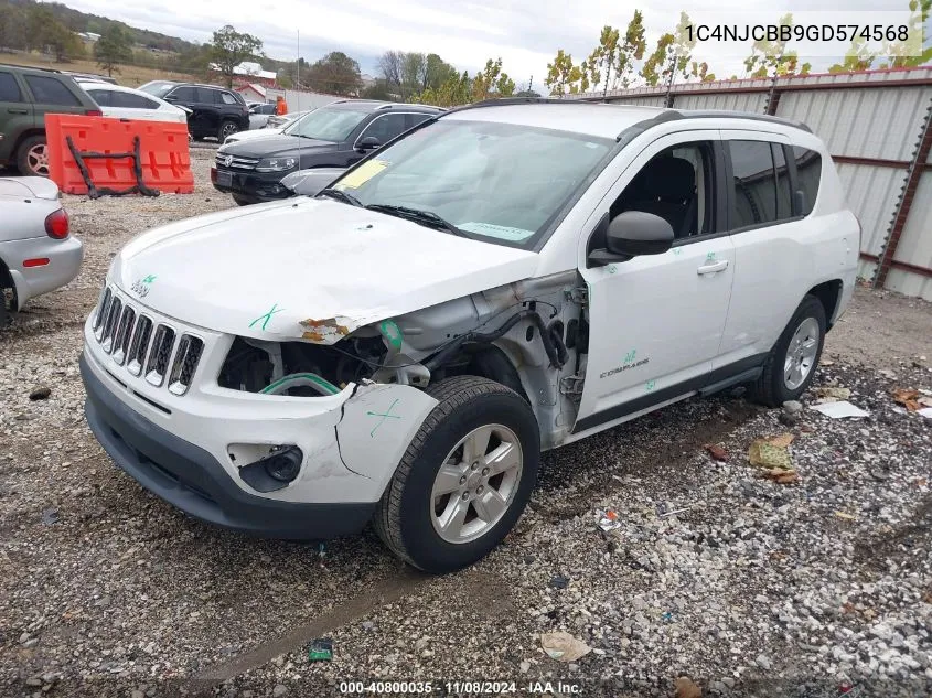 2016 Jeep Compass Sport VIN: 1C4NJCBB9GD574568 Lot: 40800035