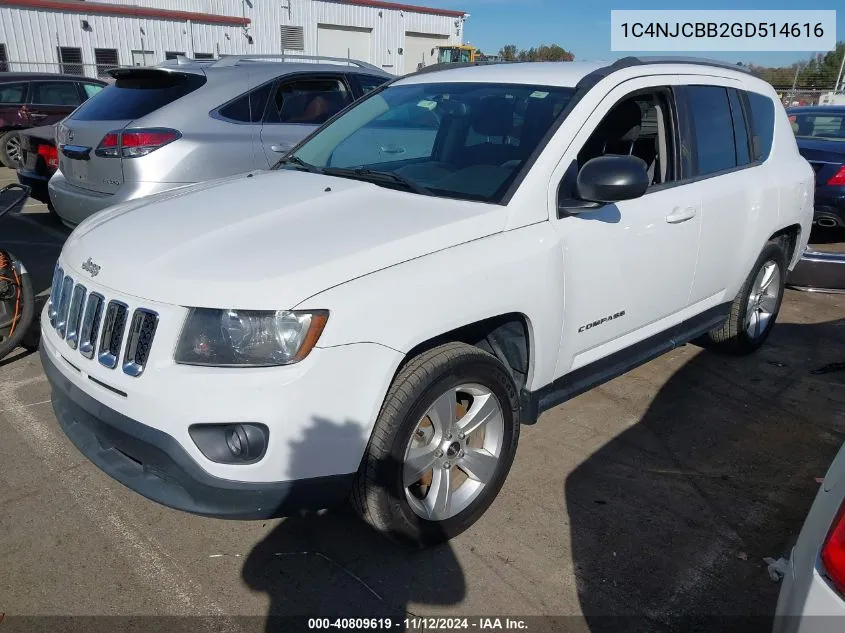 2016 Jeep Compass Sport VIN: 1C4NJCBB2GD514616 Lot: 40809619