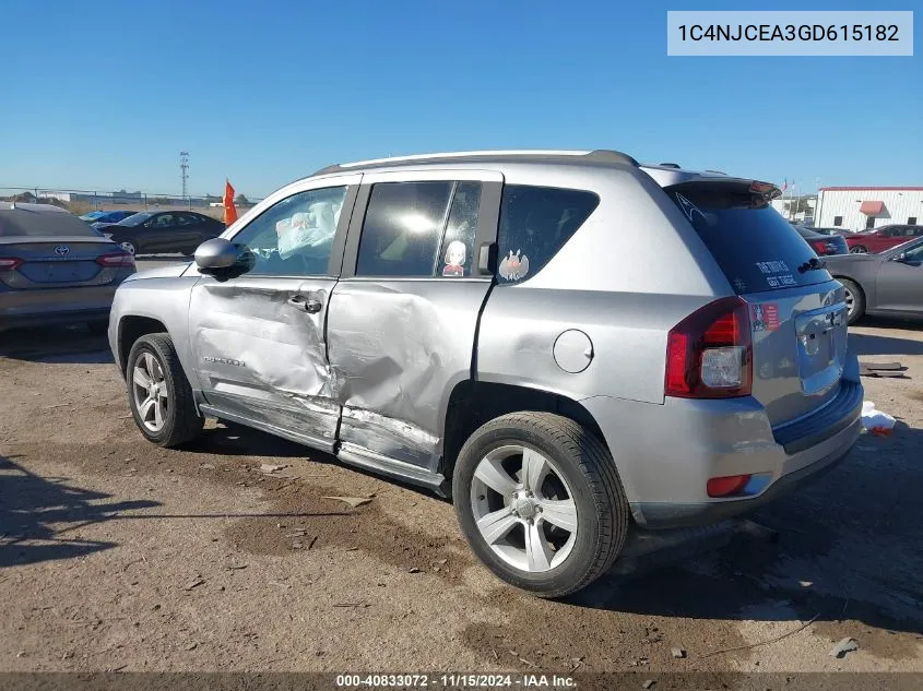 2016 Jeep Compass Latitude VIN: 1C4NJCEA3GD615182 Lot: 40833072