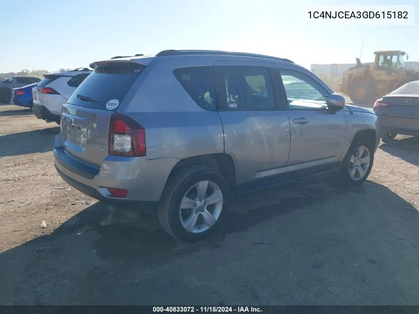 2016 Jeep Compass Latitude VIN: 1C4NJCEA3GD615182 Lot: 40833072