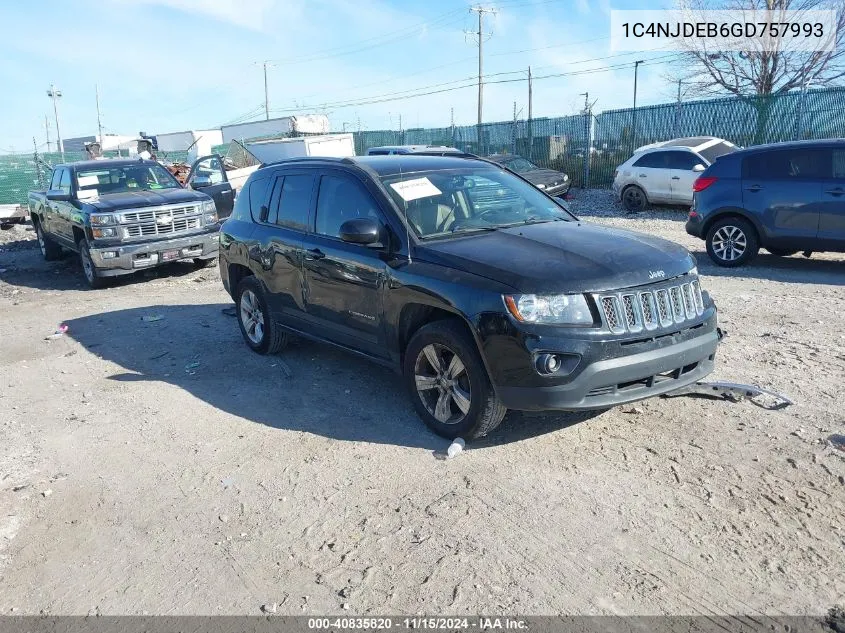 2016 Jeep Compass Latitude VIN: 1C4NJDEB6GD757993 Lot: 40835820