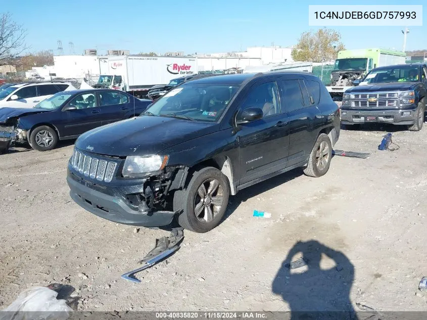 2016 Jeep Compass Latitude VIN: 1C4NJDEB6GD757993 Lot: 40835820