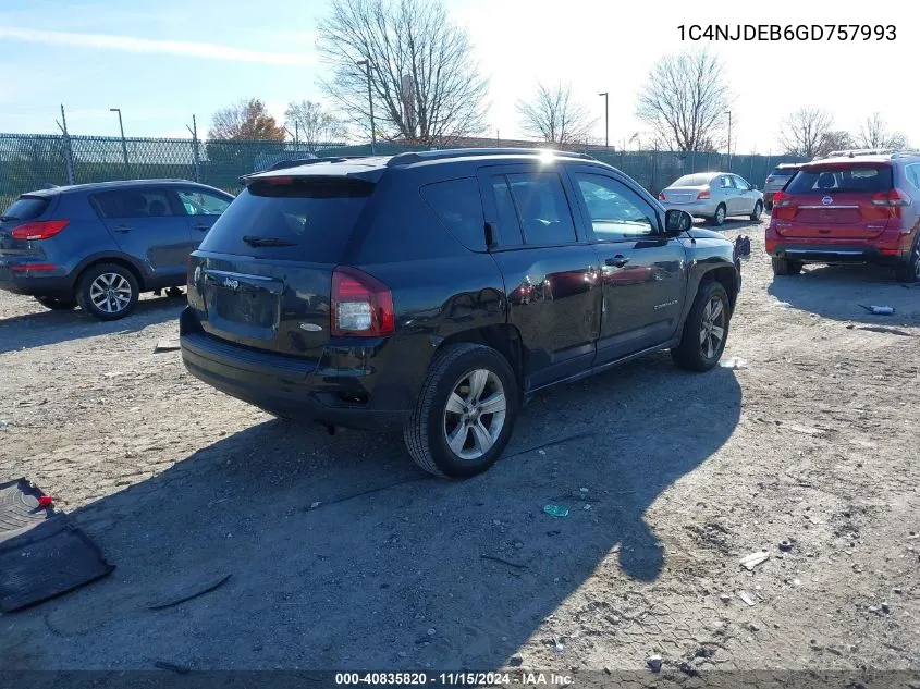 2016 Jeep Compass Latitude VIN: 1C4NJDEB6GD757993 Lot: 40835820