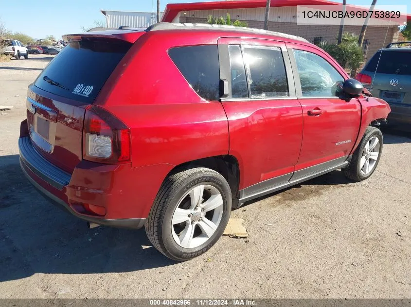 2016 Jeep Compass Sport VIN: 1C4NJCBA9GD753829 Lot: 40842956