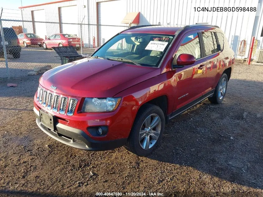 2016 Jeep Compass Latitude VIN: 1C4NJDEB8GD598488 Lot: 40847590