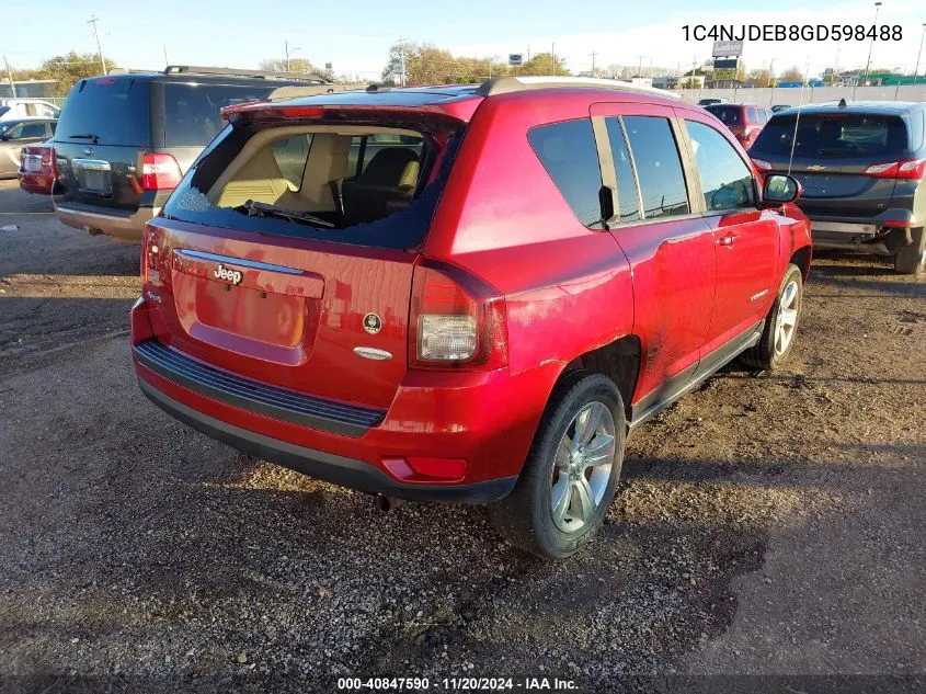 2016 Jeep Compass Latitude VIN: 1C4NJDEB8GD598488 Lot: 40847590