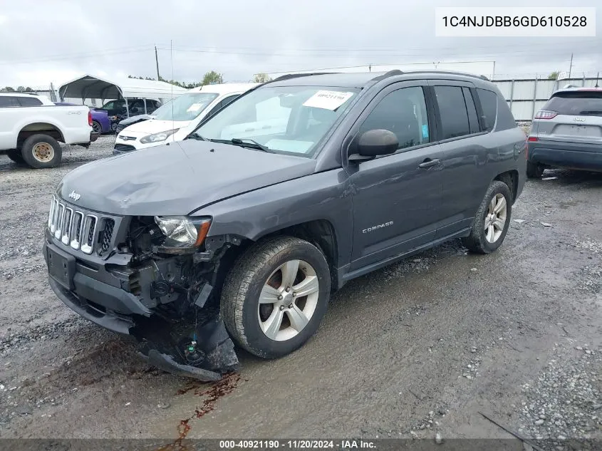 2016 Jeep Compass Sport VIN: 1C4NJDBB6GD610528 Lot: 40921190