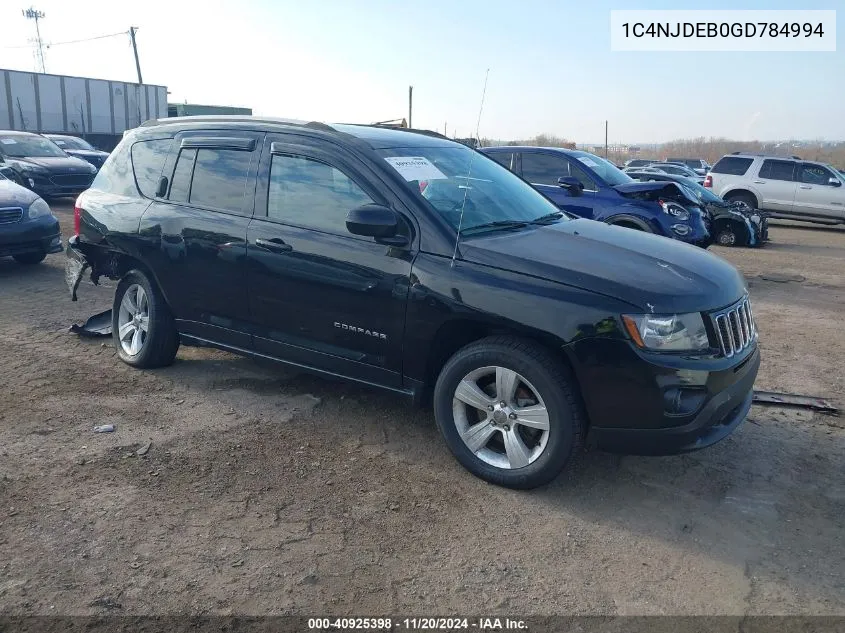 2016 Jeep Compass Latitude VIN: 1C4NJDEB0GD784994 Lot: 40925398