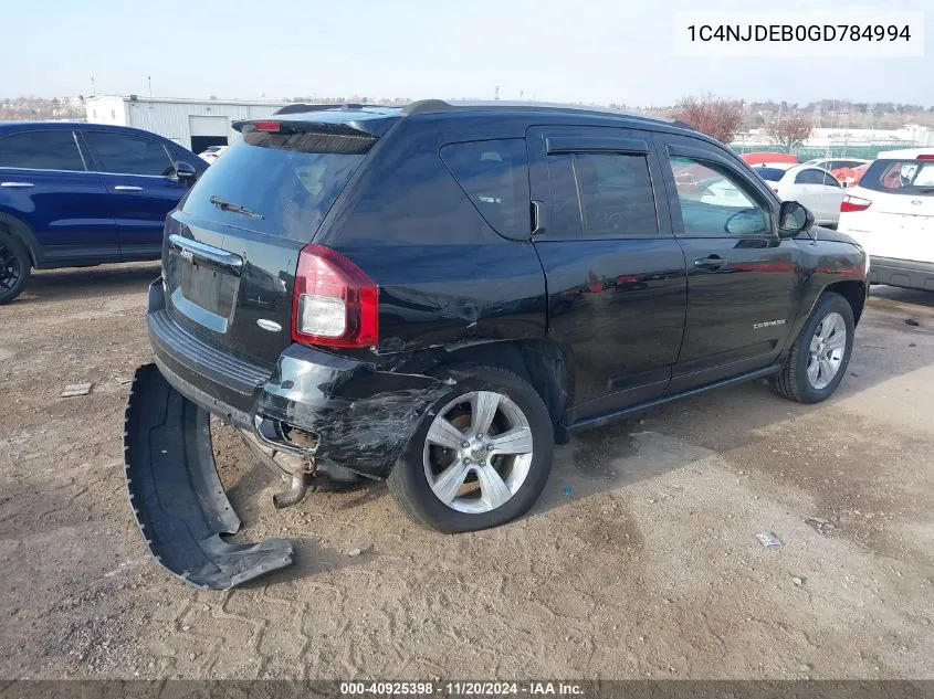 2016 Jeep Compass Latitude VIN: 1C4NJDEB0GD784994 Lot: 40925398