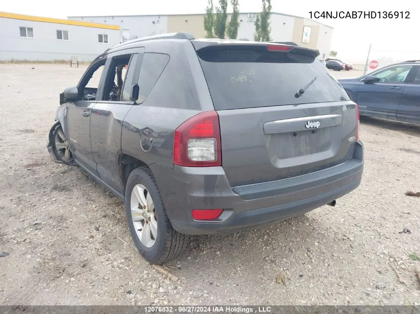 2017 Jeep Compass Sport/North VIN: 1C4NJCAB7HD136912 Lot: 12076832