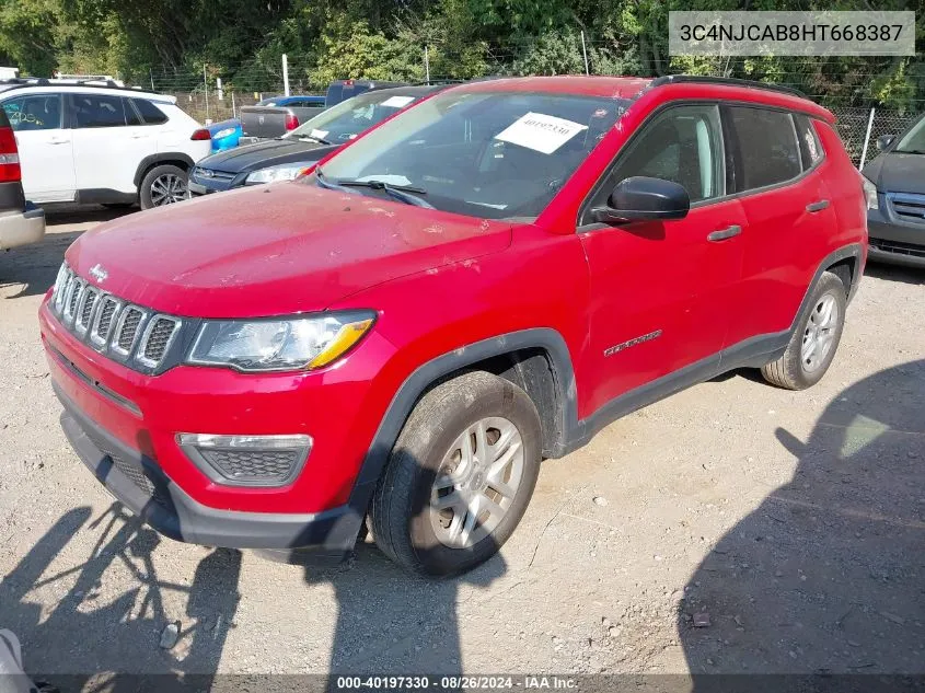 2017 Jeep New Compass Sport Fwd VIN: 3C4NJCAB8HT668387 Lot: 40197330